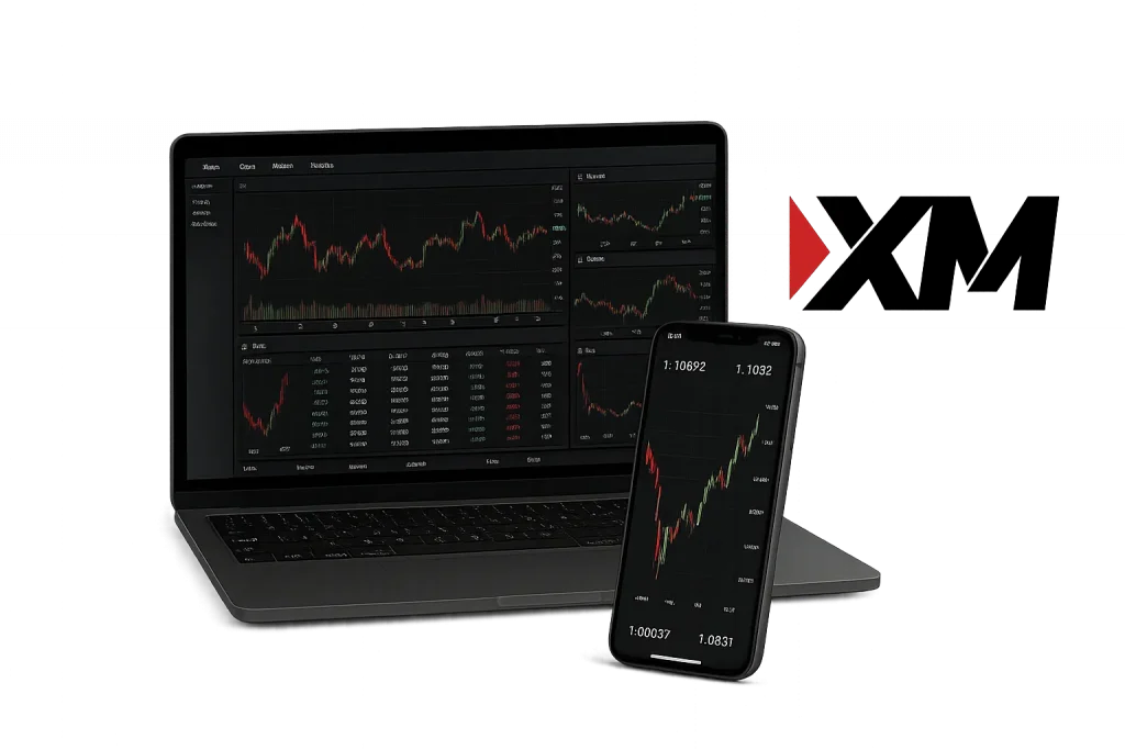 แพลตฟอร์มเทรด HFM บนแล็ปท็อปและสมาร์ทโฟนพร้อมกราฟราคาแบบเรียลไทม์